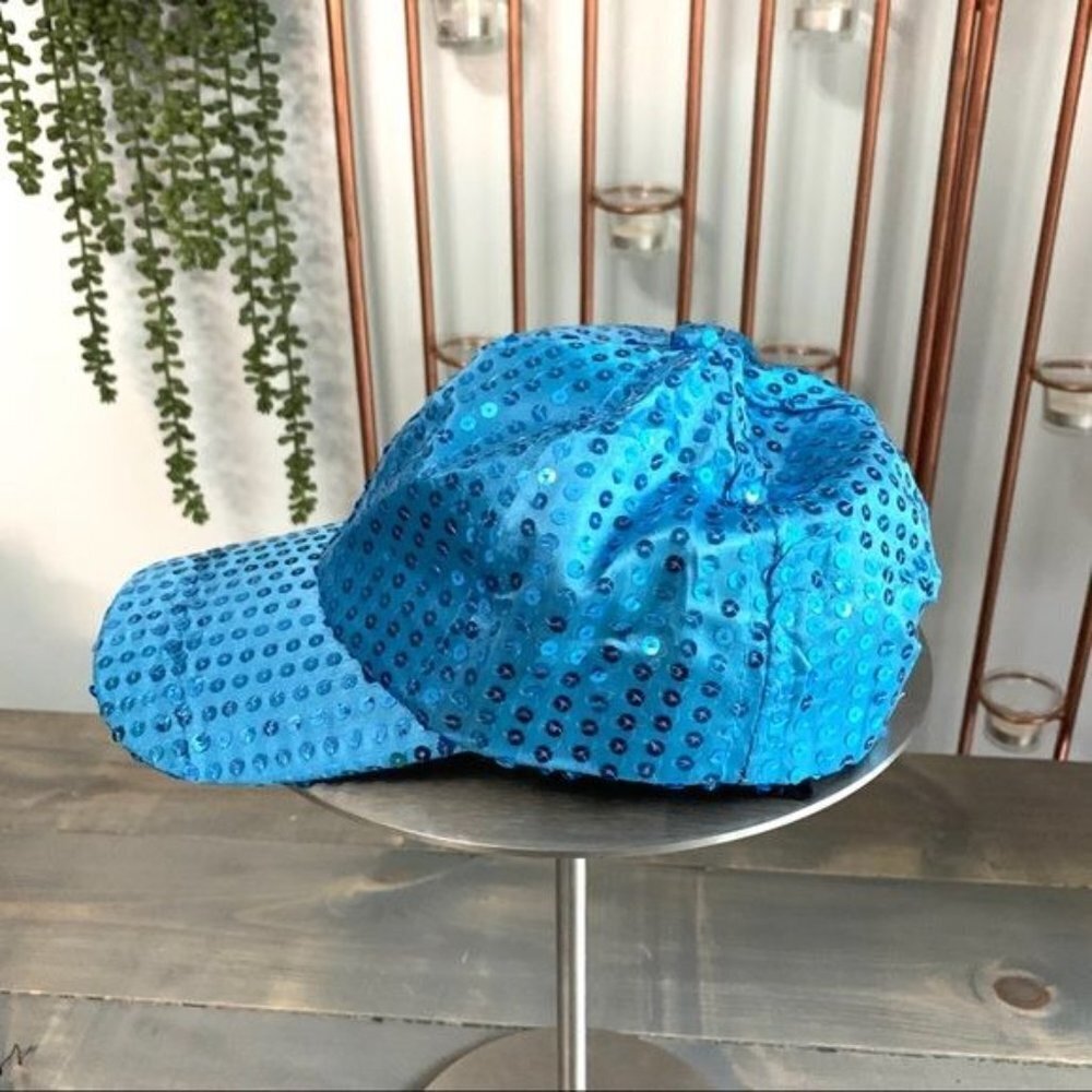 Blue Sequined Baseball Cap - Picture 5 of 7